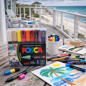NEW Posca Acrylic Paint Marker Set Water-based 16 Color PC-5M Medium Point